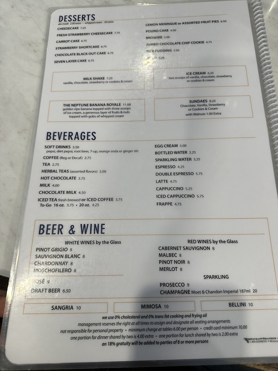 Breakfast menu with eggs and pancakes.